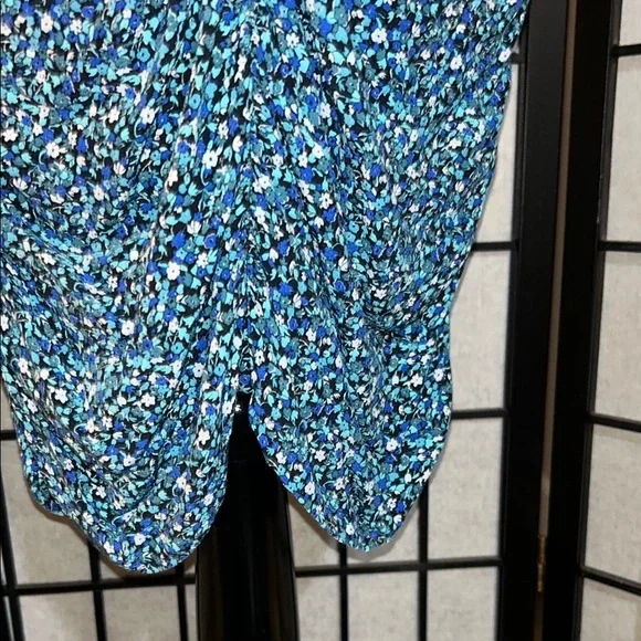 Zara Blue Puff Sleeve Sheath Dress - Picture 8 of 14